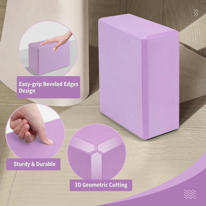 Corsiampoo Yoga Blocks 2 Pack 9x6x3 Inches, Sturdy Foam Yoga Block, Premium EVA, Non Slip High Density for Pilates Meditation, Stretching and Toning - Image 3